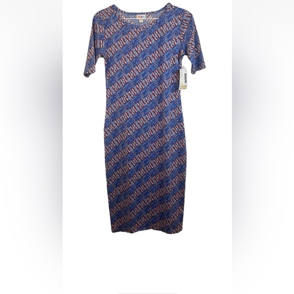 LuLaRoe Julia Women's Size XXS Half Sleeve Fourth Of July Themed Dress NWT - Picture 1 of 15